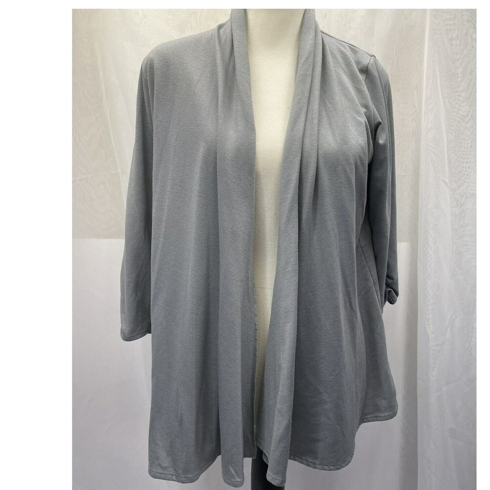 Worthington Petite Stretch PM Open Cardigan 3/4 Cinched Sleeves Lightweight